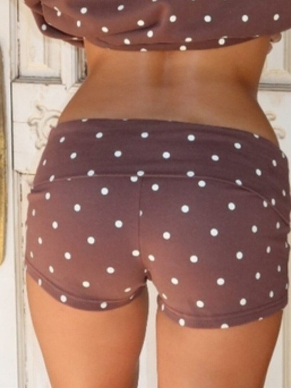 New Edikted Brown/cream Polka Dot Cotton Short M or L